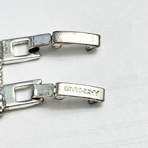 Givenchy Vintage Dainty Lace Pattern Silver & Crystal Bracelet - Picture 6 of 8